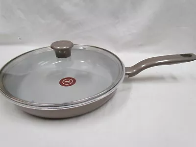 12  T-FAL Frying Pan W Glass Lid Non Stick Saute Fry Pan 5 QT Bronze NIce • $17.50