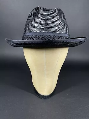 Vintage Dobbs Black Straw Hat Size 7 1/8 57 Florentine Milan • $24.99