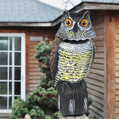 Large Fake Owl Hunting Decoy Statue Yard Garden Scarecrow Deterrent Ornament • £14.29