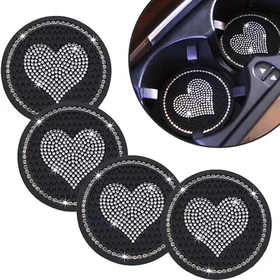 Car Accessories For Women Black Bling Rhinestone Cup Holder Insert Coaster Decor • $17.15