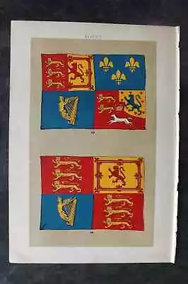 Hulme 1897 Flag Print. Royal Standards Of King George III & Queen Victoria 5 • $24.89