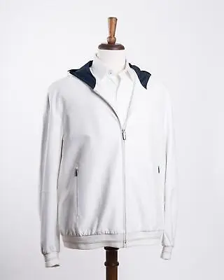 Zilli Sport $9300 White Lambskin Leather Playmaker Jacket Made In France XXL 56 • $2195