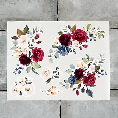 £3.99 • Buy 6 X Rose Flower Vinyl Stickers Decals Wall MacBook Laptop IPad - SKU6766