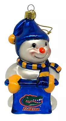 Florida Gators 6” Blown Glass Snowman Ornament By Sterling-NIB • $19.99