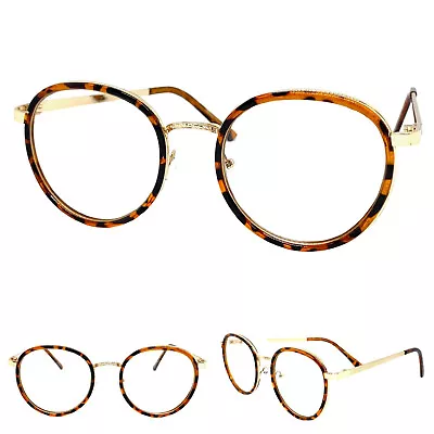 Men's CLASSIC VINTAGE Style Clear Lens EYE GLASSES Round Tortoise & Gold Frame • $14.99