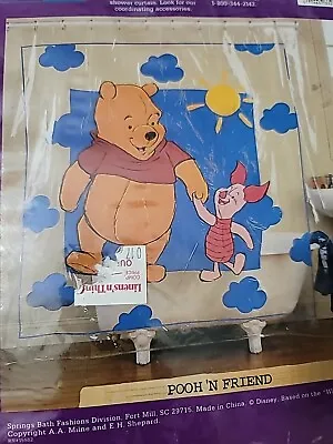 Vintage Disney Classic Pooh Winnie The Pooh & Piglet Clear Shower Curtain NIP • $27.95