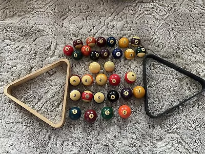 31 Vintage Random Pool Balls & 2 Racks! • $19.99