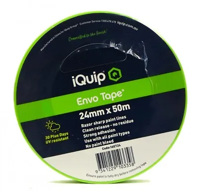 IQuip 30-day ENVO Masking Tape Roll 24mm X 50m UV Resistant & Waterproof - BULK! • $22.43