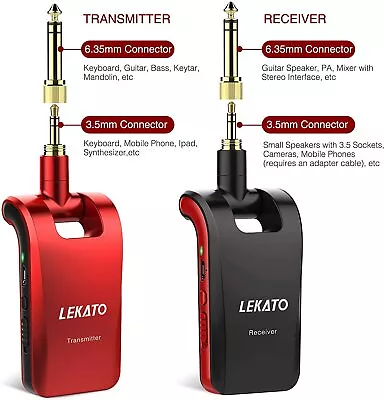 LEKATO Wireless Dual Track Stereo Guitar Transmitter & Receiver 6 Channels 100ft • $37.99