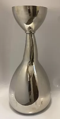 Decorative Art Silver Metal Vase 11 In Tall Made In India • $17.99