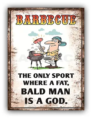 Funny BBQ Barbeque Metal Garage Sign Garden Bar Kitchen Shed • £4.99