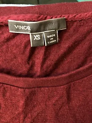 Vince Wine Colored Linen Short Sleeve Crew Neck TShirt Size XS • $15