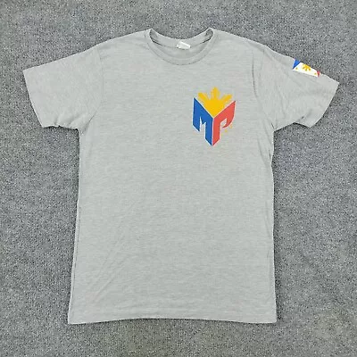 Manny Pacquiao Shirt Men Small Gray Filipino Flag Graphic Tee Short Sleeve Adult • $9.59