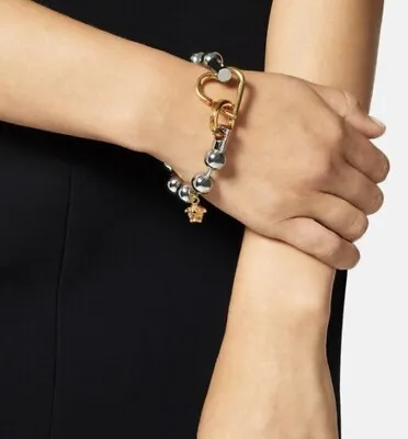 Genuine Versace Chain Bracelet & Charm Cst£450 Stunning XL  Rare  Silver &gold • $369.95