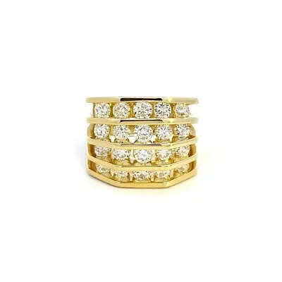 $4148.19 • Buy Jose Hess Diamond 18k Yellow Gold 2.45 Carats 4 Rows Channel Set Wide Band Ring