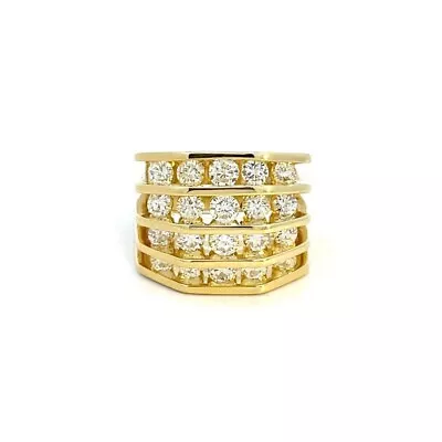 Jose Hess Diamond 18k Yellow Gold 2.45 Carats 4 Rows Channel Set Wide Band Ring • $4148.19