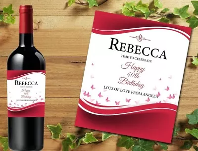 £2.95 • Buy Personalised Red Wine Bottle Label Wedding Birthday Graduation Gift Present