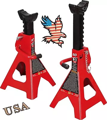 BIG RED 3 Ton (6000 Lb)Torin Steel Jack Stands: Double LockingRed 1 Pair • $46.12