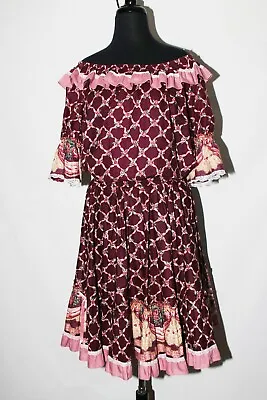 Square Up Fashions Square Dance Outfit Burgundy Floral Pattern Size M • $49.99
