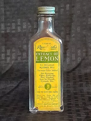 Vintage Rawleigh's Extract Of Lemon 3 Oz. Glass Bottle • $6.99