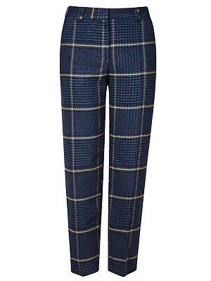 £13.89 • Buy New Women M&S Blue Relaxed Fit Straight Leg Checked Soft Trousers Sizes 8 - 24