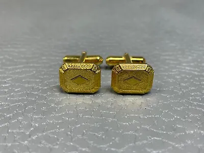 Contemporary Art Deco Style Yellow Gold Plated Cuff Links • $19.95