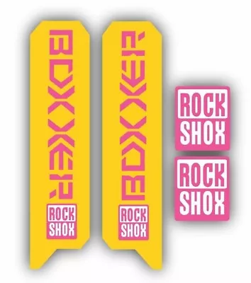 Rock Shox Boxxer Mountain Bike Cycling Decal Kit Sticker Adhesive Yellow Pink • $19.99