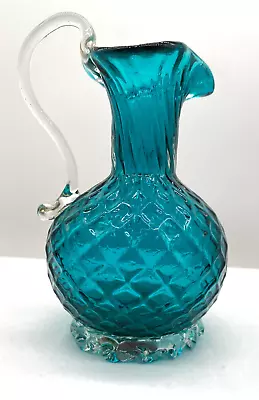 Murano Italy Mid Century Hand Blown Art Glass Textured Ewer Vase Original Label • $43.67