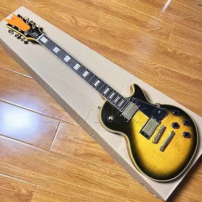 Custom LP Electric GuitarYellow Logo Top Tier Tiger Pattern Veneer In Stock • $296