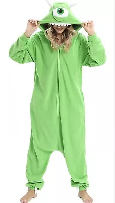 Monsters Inc Adult Mike Wazowski Green Cosplay Costume Suit Pajama Medium  • $16.95