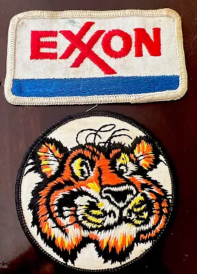 2 Vintage Esso Exxon Gas Station Oil Cloth Embroidered Patch Tiger Rare 3” • $19.99