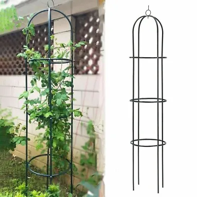 1.9m Black Garden Obelisk For Climbing Plants & Flowers Yard Round Weather-Proof • £10.01