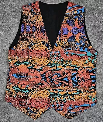 Jammin' Handprints Aboriginal Artwork Australia Men's M Vest 100% Hemp Colorful • $59