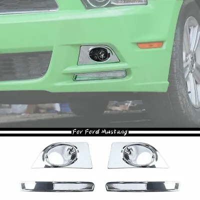 4X Chrome Front Fog Light Lamp Cover Trim For Ford Mustang 2010-2014 Accessories • $25.99