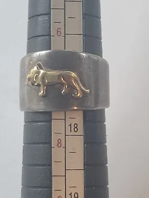 Vintage 18k Yellow Gold 750 And 925 Sterling Silver Lion Pinky Ring Size 7 • $149.99