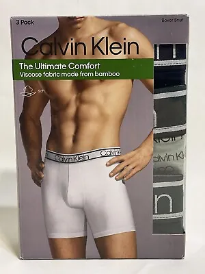 Men's 3 Pack Calvin Klein Boxer Briefs Viscose Fabric From Bamboo Size Medium • $21.97