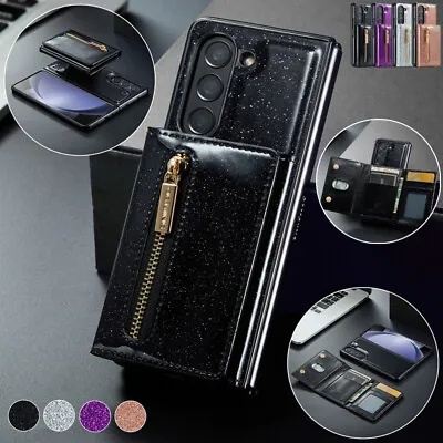 For Samsung Galaxy Z Fold 5/4/3 5G Case Leather Removeable Wallet Glitter Cover • $19.69