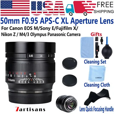 $234.99 • Buy 7artisans 50mm F0.95 Lens For Sony E Canon EOS M Fujifilm X Nikon Olympus M4/3