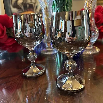 2 1/2 X6 Approx Mercury Fade Wine Glasses Two Vintage • $35