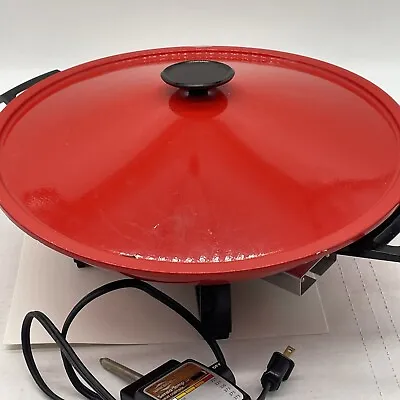 Vintage West Bend Electric Wok Red Made In USA Model 5109 With Cord Tested • $24.99