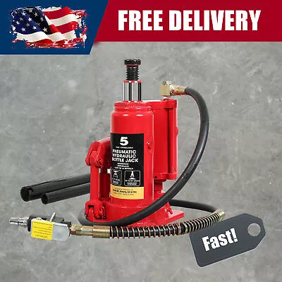 BIG RED 5 Ton Pneumatic Air Bottle Jack Manual Hand Pump Red AT RQ05002R • $54.99