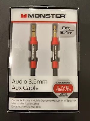 Monster 8-FT | 2.4 M AUDIO 3.5 MM AUX CABLE Gold Contacts HD Audio Phone Tablet • $15