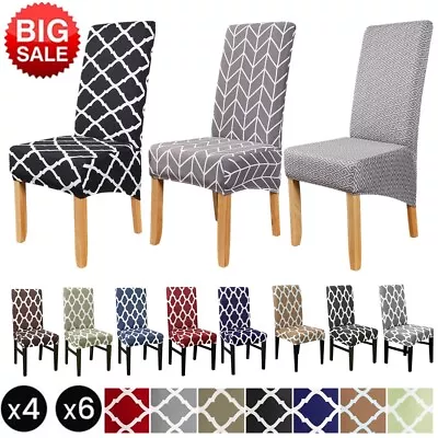 £9.99 • Buy 4/6PCS Dining Chair Covers Removable Stretch Chair Seat Slipcover Protector UK