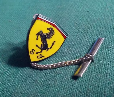 FERRARI Car Emblem Crest Shield Tie-Tack Metal Lapel Pin W/ T-Bar Clutch Clasp • $8.99