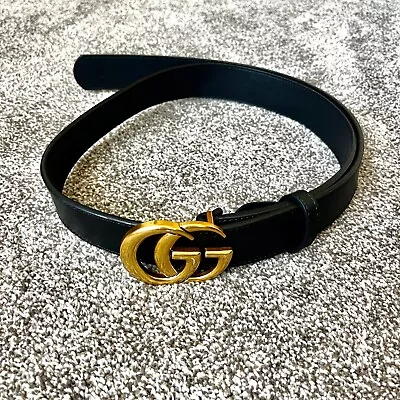 Gucci Leather Belt Black With Gold Logo • $200