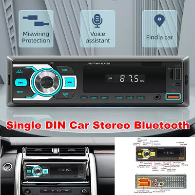 Single DIN Car Stereo Bluetooth USB MP3 Music AUX Radio Media Voice Assistant • $56.69