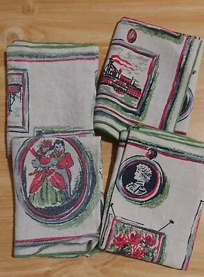 Vintage Antique Images Linen Napkin Set 4 Pcs • $1.99