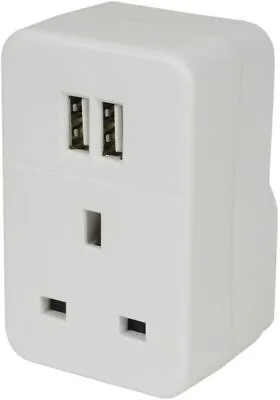 Plug Through UK Mains Adaptor With Dual USB Charging Ports 2.4A Max • £9.99