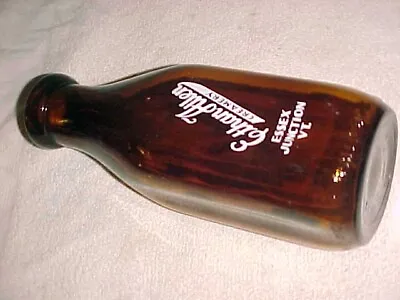 Ethan Allen Creamery  -   Amber Quart Milk Bottle  -  Essex Junction Vermont • $22