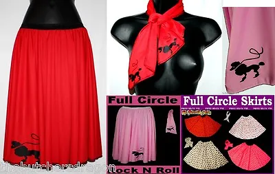 Ladies Rock N Roll Skirt & Scarf Set Poodle 1950 Womens American Fancy Dress Set • £10.52